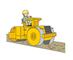道路工事の作業車に乗っている男性のイラスト